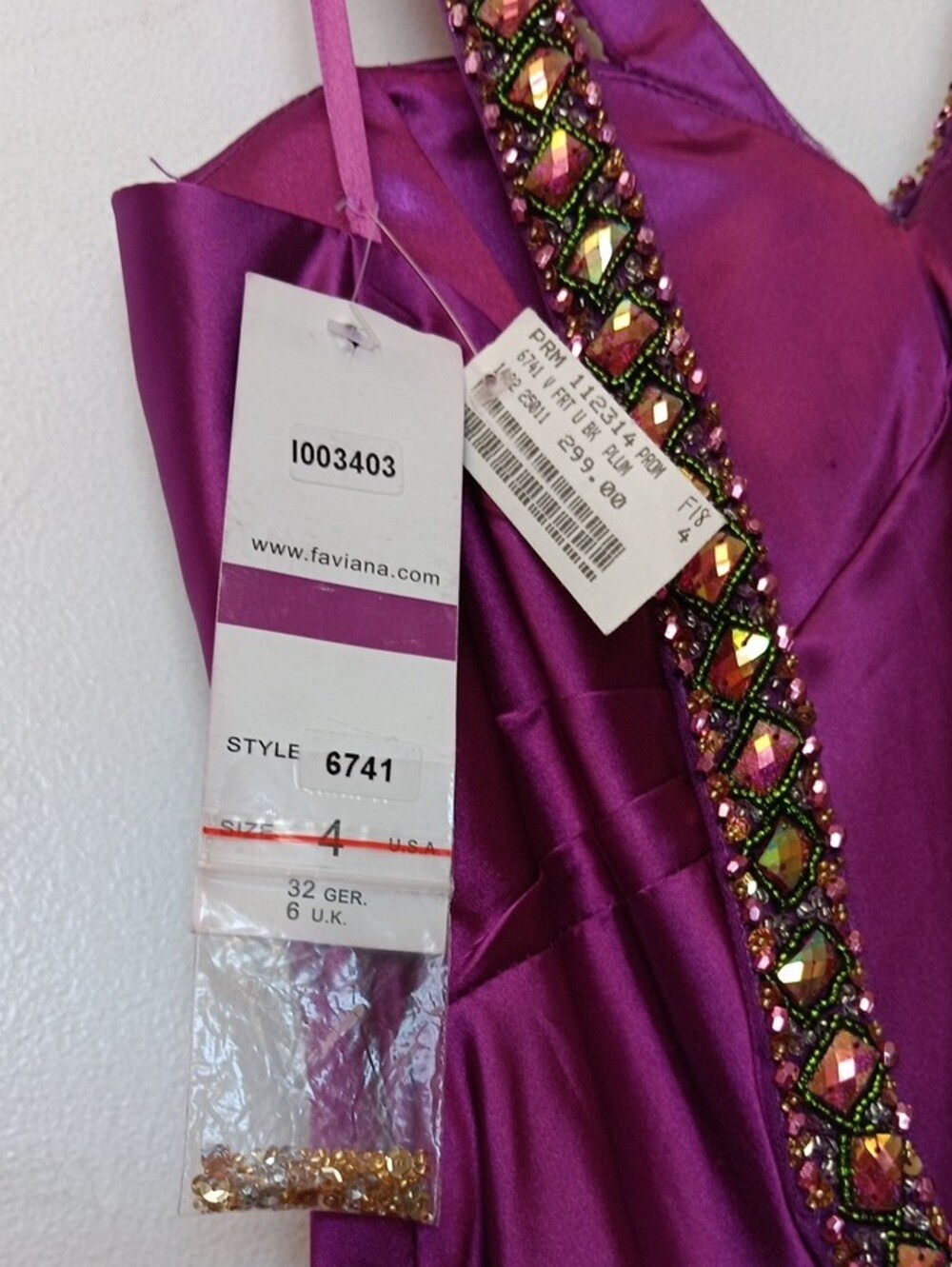 Vintage Faviana Plum Purple Beaded-Strap Maxi Gown - Picture 5 of 10